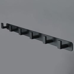 New Modern Black Stainless Steel Heavy Duty 6 Hook Hanger