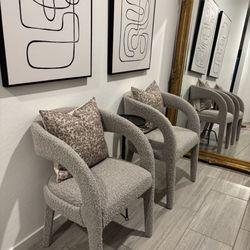 Modway Pinnacle Boucle Upholstered Dining Chair Set of Two, Taupe