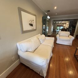 White Sofa And Armchair Set Set 