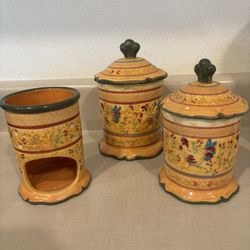 2 Canisters 1 Candle Or InsenceBurner Casa Bella