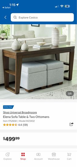 Sofa table with 2 ottomans