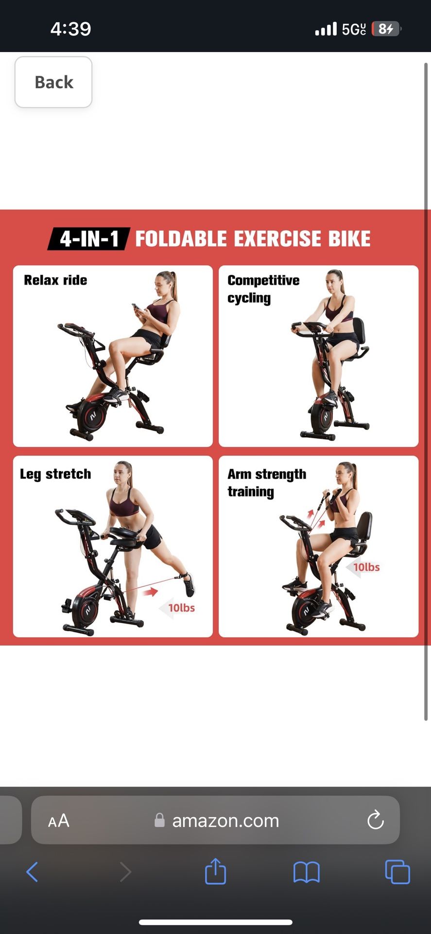 Folding Exercise Bike with Arm & Leg Bands, Foldable Stationary Bike for Seniors, Recumbent Exercise Bike for Home, Pluse Sensor, Back Rest, Large Sea,All Products : American Fashion Style Bags On Sale