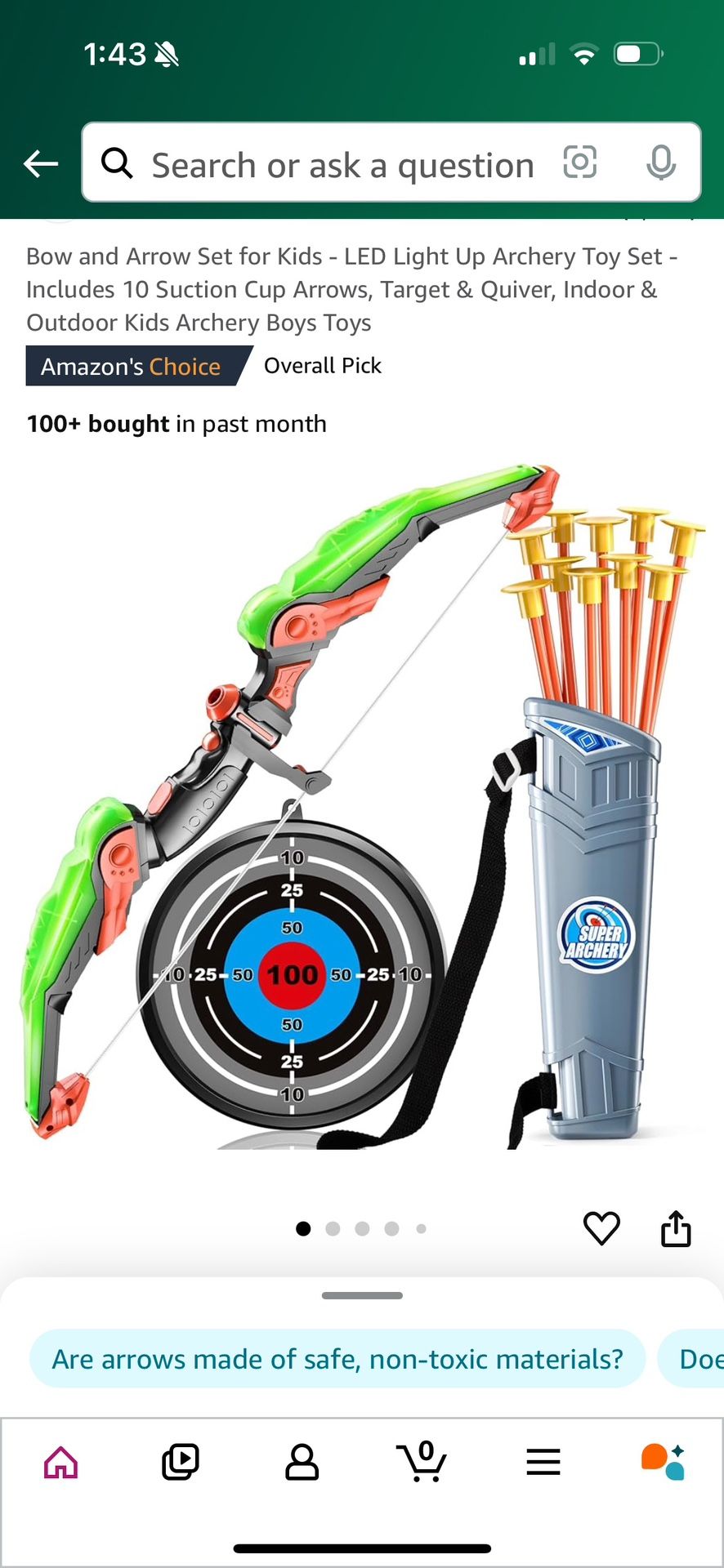 LED Light Bow And Arrow Kit For Kids