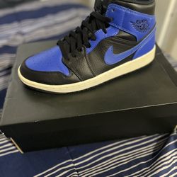 AIR JORDAN 1 MID BLACK/HYPER ROYAL-WHITE NOIR/BLANC/ROYAL HYPER