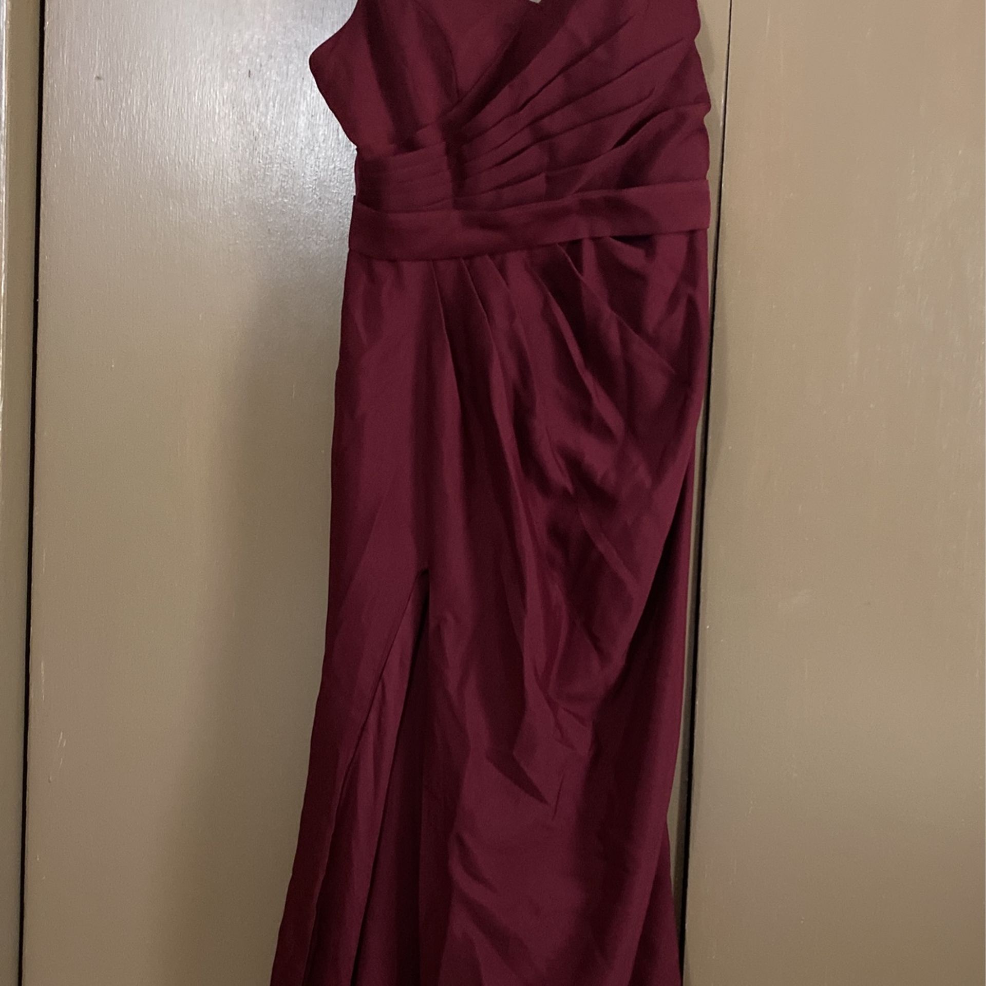 open lace back dress Cape Sleeve Split Hem Maxi Dress Red / S