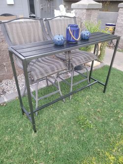 Outdoor Metal Console Bar Table and swivel chairs