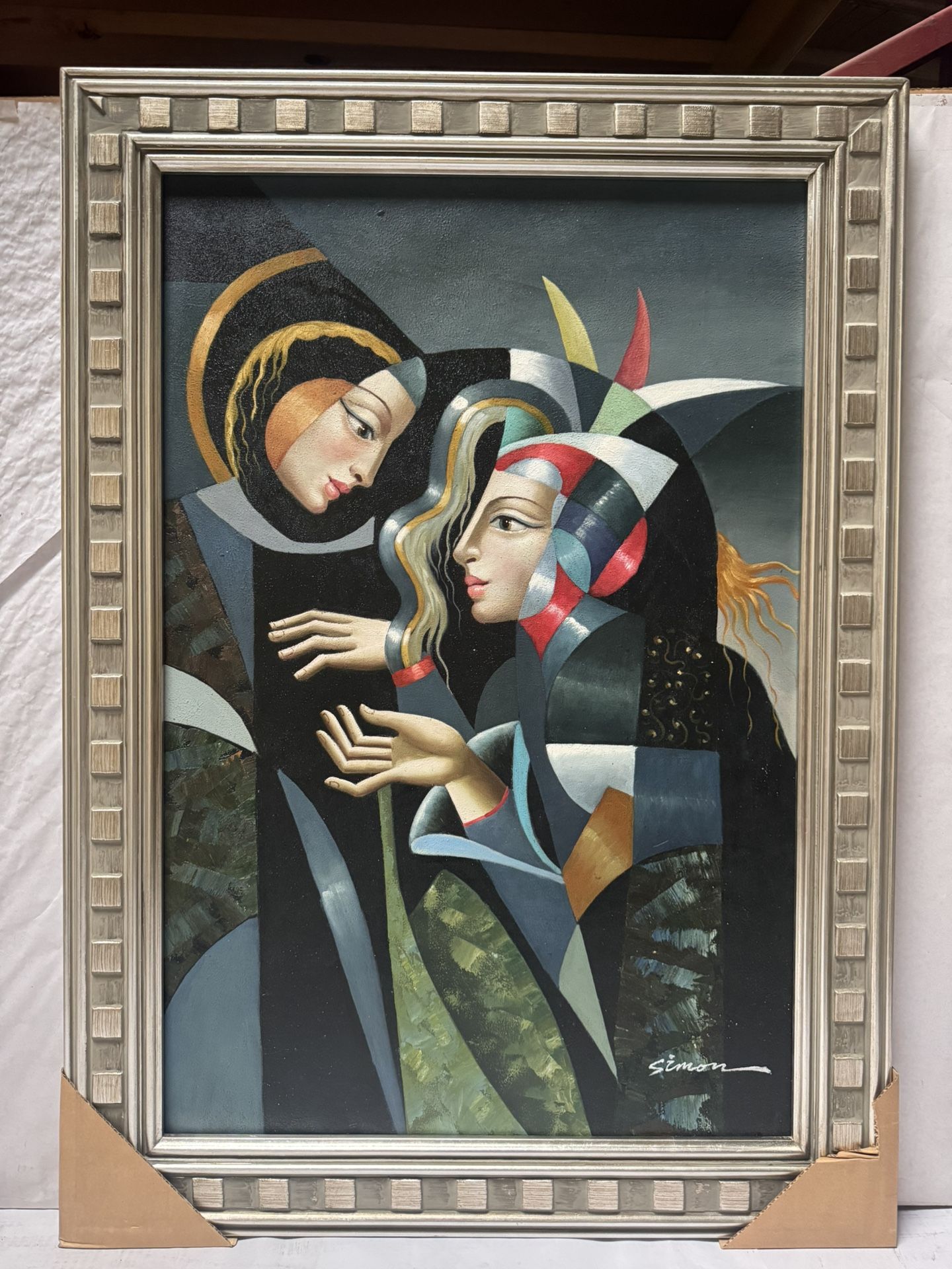 Hand-Painted Oil Painting Wooden Frame 43” x 31”