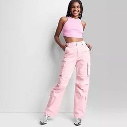 pink high waisted cargos