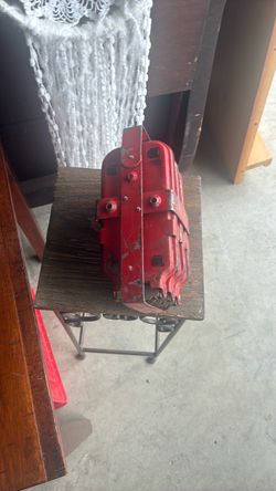 Vintage Red Metal Toy Train Engine