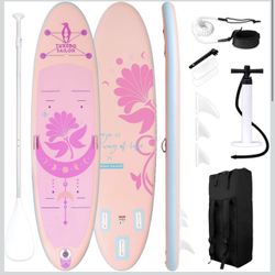 10'6"/11' Inflatable Stand Up Paddle Board with SUP Accessories, Anti-Slip EVA Deck and Large Fin, Paddle Boards for Adults & Youth of All Skill Level