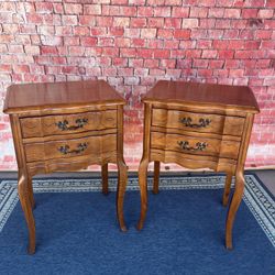 Antique Nightstand Set Of 2 Solid Wood Side Table French Provincial 