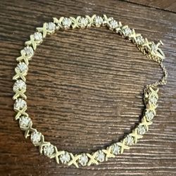14k Solid Gold XOXO  Bracelet Natural Diamonds