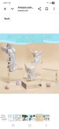 Qunclay 4 Pcs 5 x 5 x 2 Inches Acrylic Square Display Block Clear Polished Acrylic Cubes Jewelry Display Stand for Jewelry Ring Showcase Holder Base C