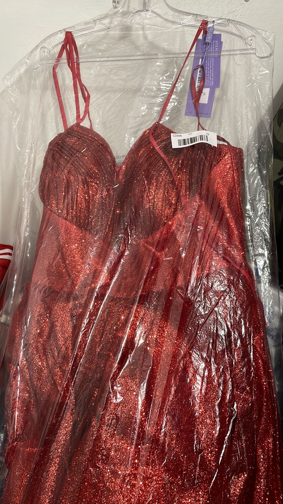 Red Glitter Backless Prom Dress