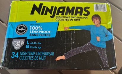New Ninjamas Boys Bedwetting Nighttime Underwear, Size L (64-95+ lbs), 34 Count