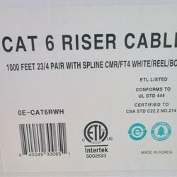 cat6 CMR w/ Spline 350Mhz UTP Copper Wire 23AWG aprx 500ft white ethernet cable