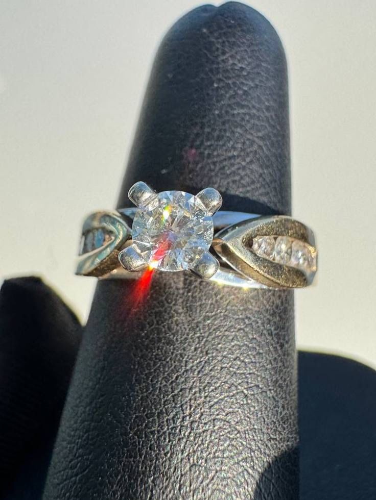 14k two tone gold diamond engagement ring