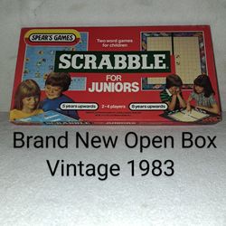Brand New Open Box Vintage 1983 Spears Games Scrabble For Juniors Board Game (Is Complete)