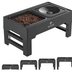 Elevated Dog Bowl Adjustable New Black