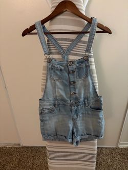 Light Wash Denim Overall Shorts