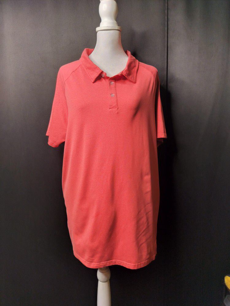 Women's Red Barbell Collared Polo Shirt (Size L)