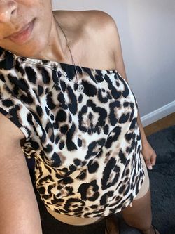 Women’s Leopard-Print One-Shoulder Draped Blouse – M/US 6