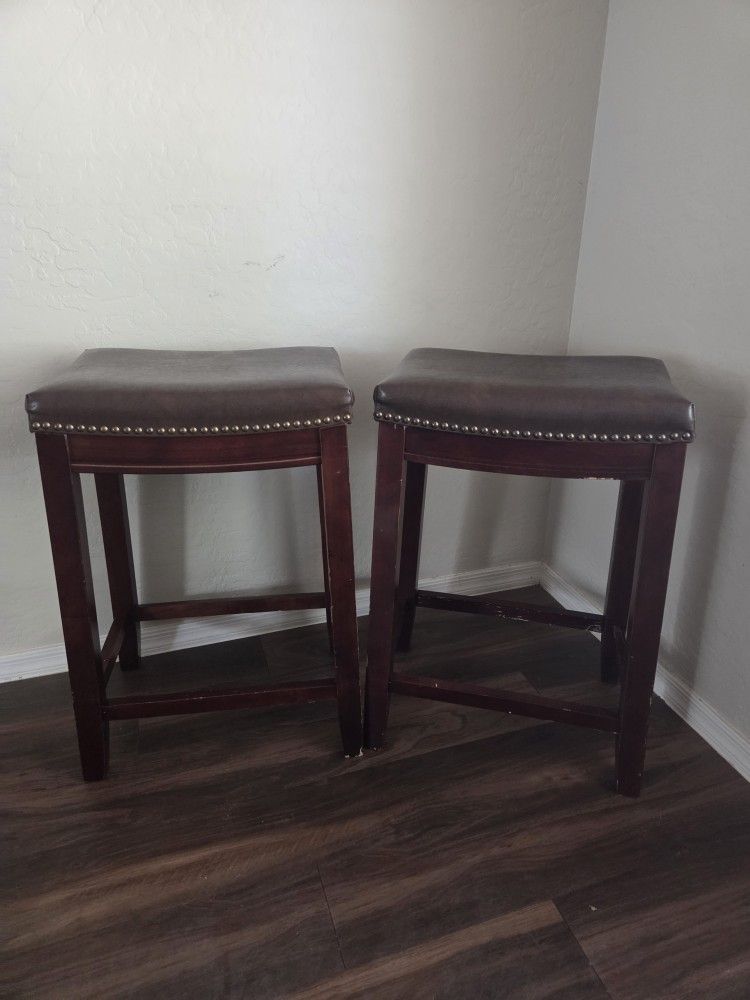 Brown Leather Bar Stools