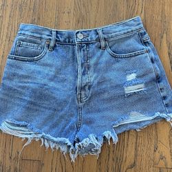 PACSUN VINTAGE HIGH RISE CUT OFF DISTRESSED JEAN SHORTS 28 SUMMER BEACH FIT