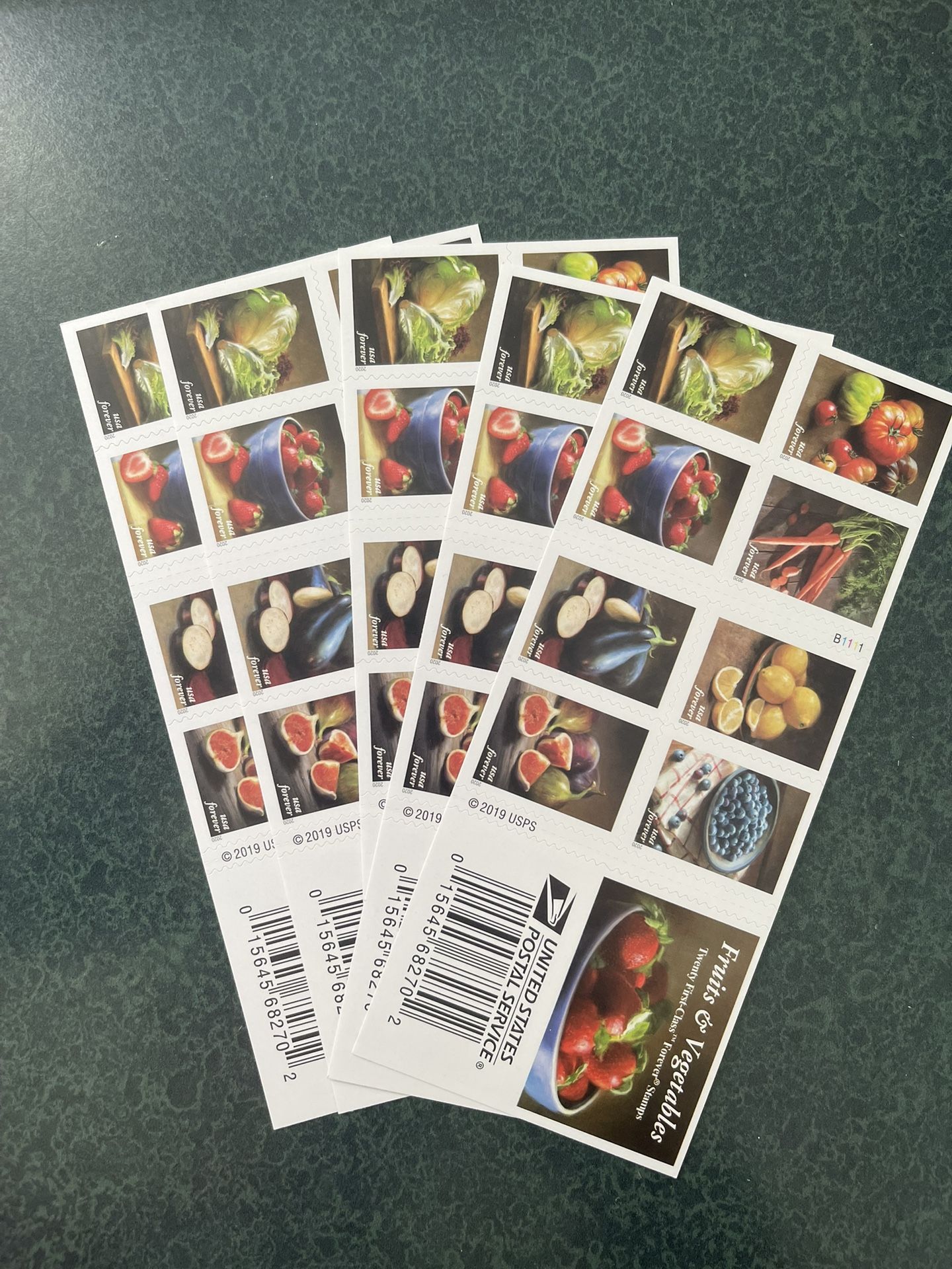100 Count Fruit And Vegetable Forever Stamps