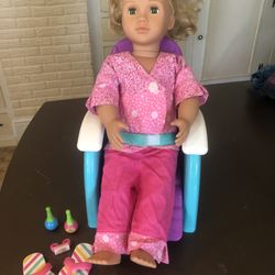 Our Generation Doll With Pedicure Chair