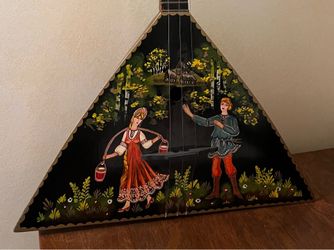 Vintage Hand-Painted 3-String Prima Balalaika - Fully Playable, No Cracks
