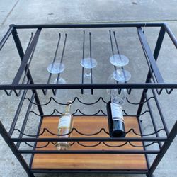 Wine Rack/Serving Cart On Wheels