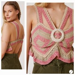 New Anthropologie Open Back Crochet Tank Size XL
