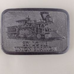 Vintage St. Louis Union Station Belt Buckle CD Hit Silver 3.25"x2"