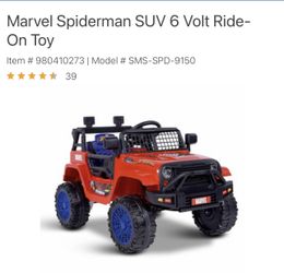 Marvel Spiderman SUV 6 Volt Ride On Toy for Sale in La Habra