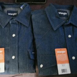 Brand New Wrangler Welding Denim Pearl Snap Shirt MS70119 — L Regular — $40