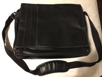 Kenneth Cole Leather Sling Laptop Bag - Black