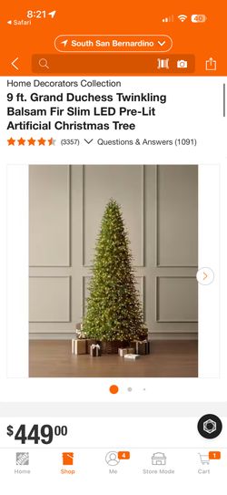 Home Decorators Collection 9 ft. Grand Duchess Twinkling Balsam Fir Slim LED Pre-Lit Artificial Chri