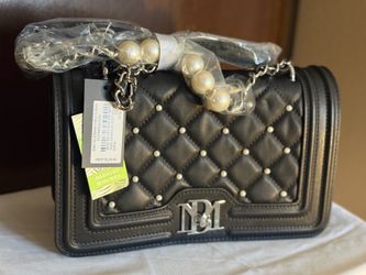 NEW: Badgley Mischka Black Crossbody Pearl Purse