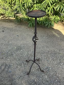 Forged Twisted Iron Tall Candleholder
