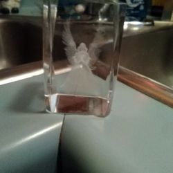 Glass Paperweight With Angel