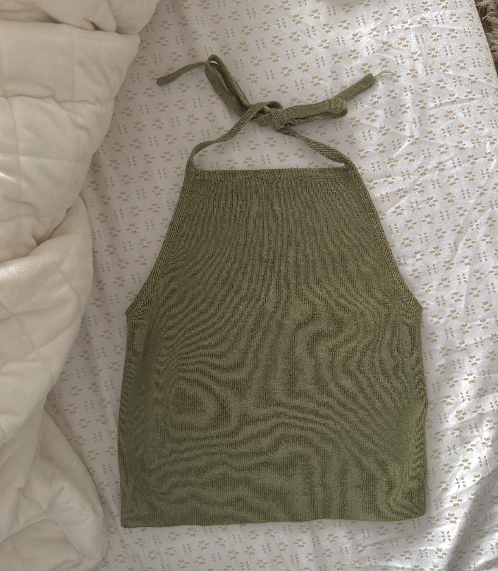 Brandy Melville Green Open Back Halter Top