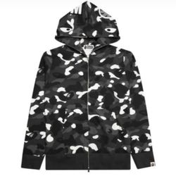 Black And White Zip Up Bape Hoodie