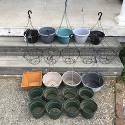 Large Lot 22 Assorted Hanging Garden Flower Vegetable Pots Planters