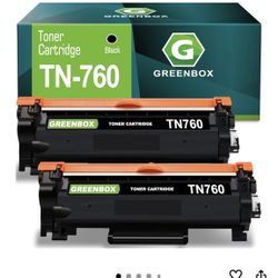 3 New GREENBOX TN760 Black Toner Cartridges