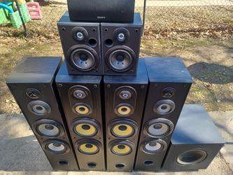 SONY AND DAYTON 7.1 SPEAKERS WITH POWERED SUBWOOFER $800 FINAL PRICE READ DESCRIPTION AND SEE 👀 ALL PICTURES
