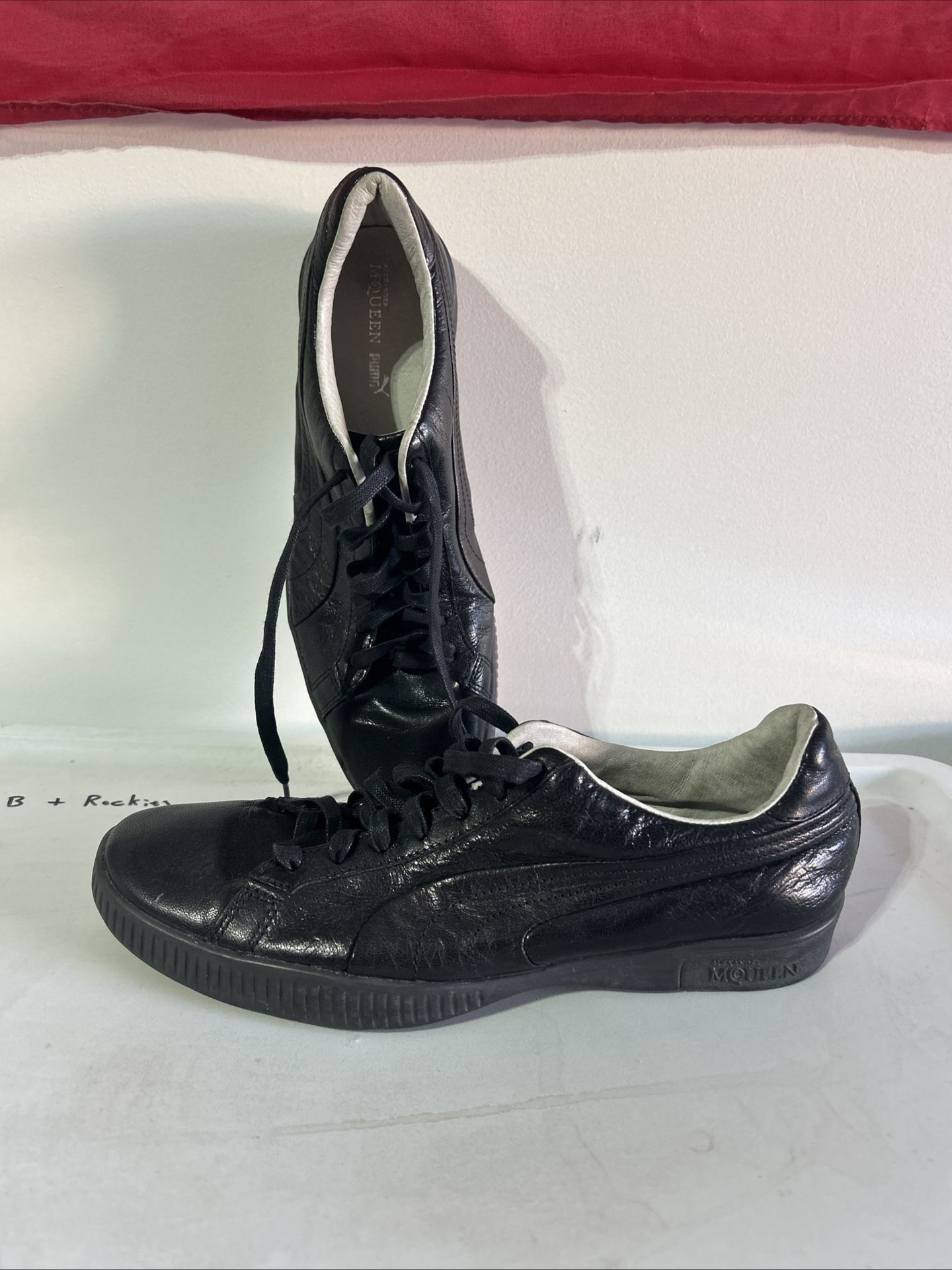 Rare Puma x Alexander McQueen Low Black Leather Sneakers US 7