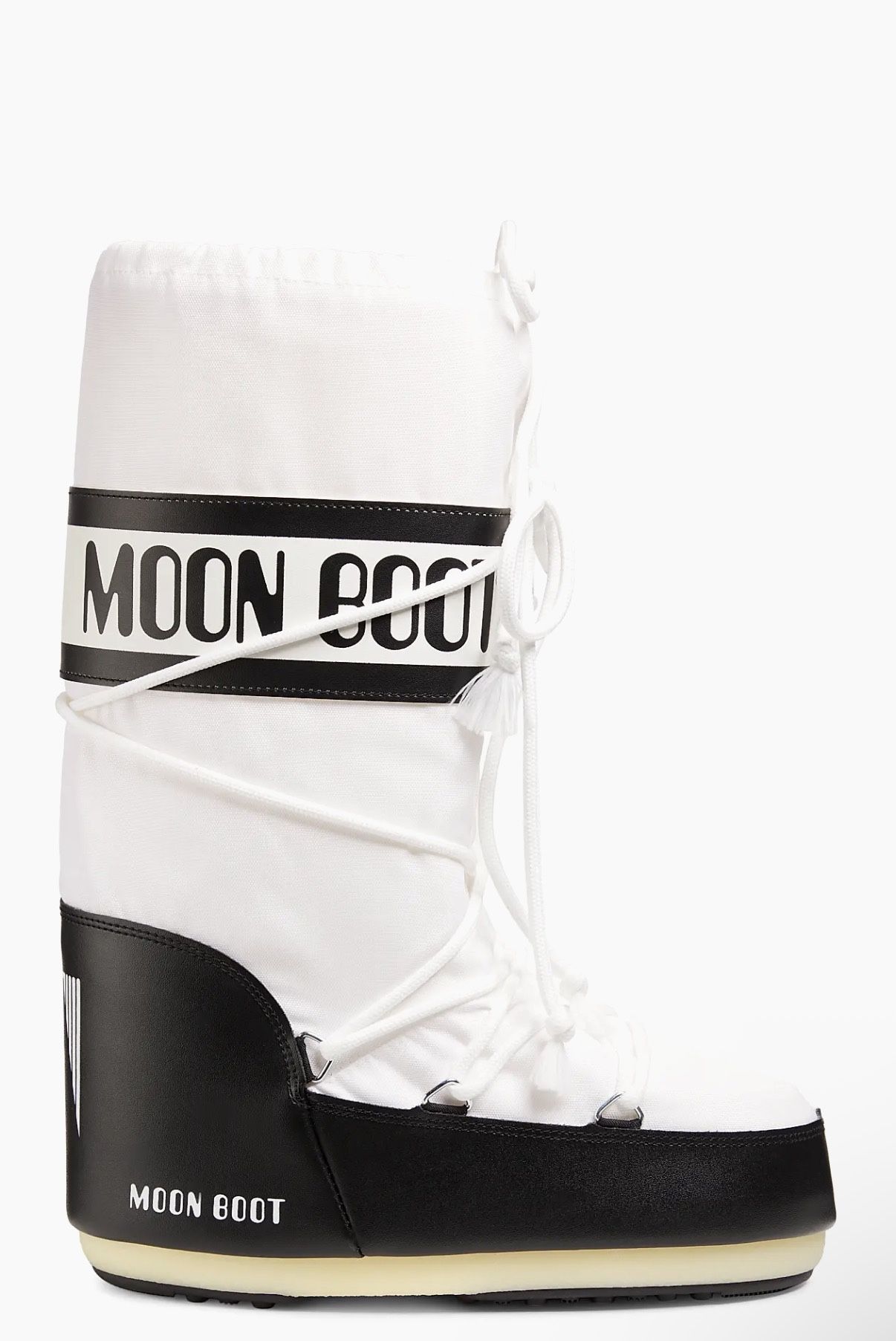 Moon Boot Icon White & Black -Unisex Icon Nylon Snow Boots