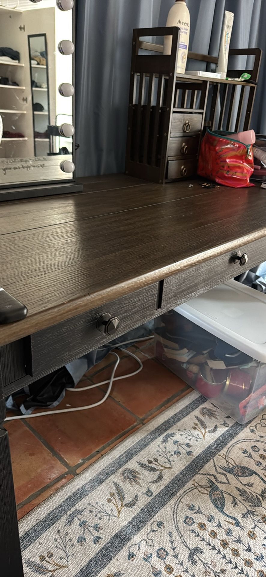 Real Wooden Desk With Three Drawers