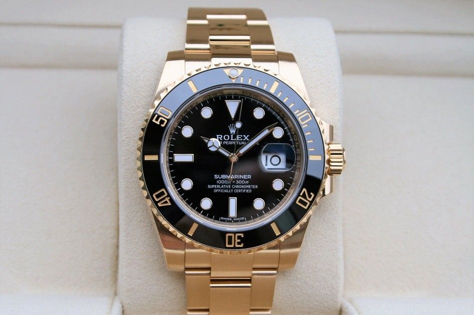 ROLEX 116618 SUBMARINER YELLOW GOLD BLACK DIAL - T5262